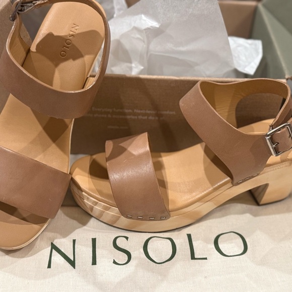 🆕 NISOLO Women's Tan Platform Sandals Almond Size 7.5 New in box! - Picture 2 of 7